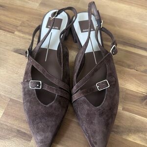 Dolce Vita Dark Brown Suede Slingback Flats
